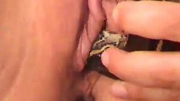 Blonde worships a snake's sexy body
