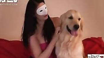 Girl fucked by dog after cunnilingus