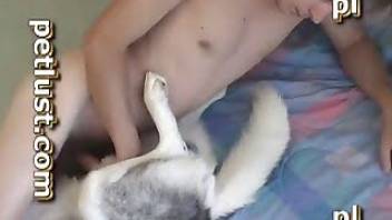 Dude fingering and screwing dog puss