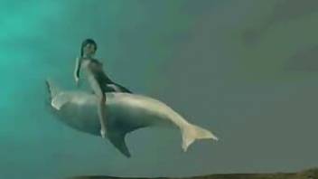 Gorgeous babe fucked by a horny dolphin